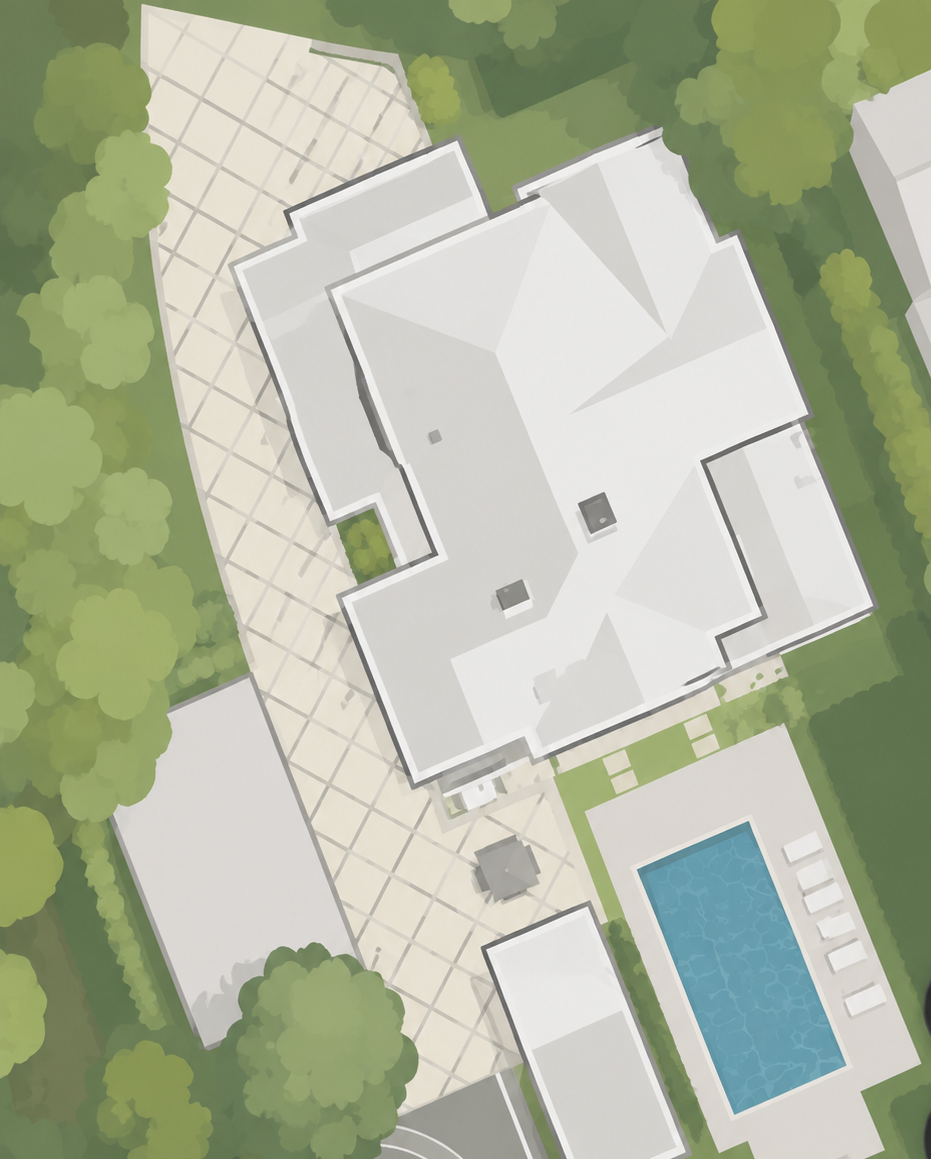 Aerial view of Marley's home